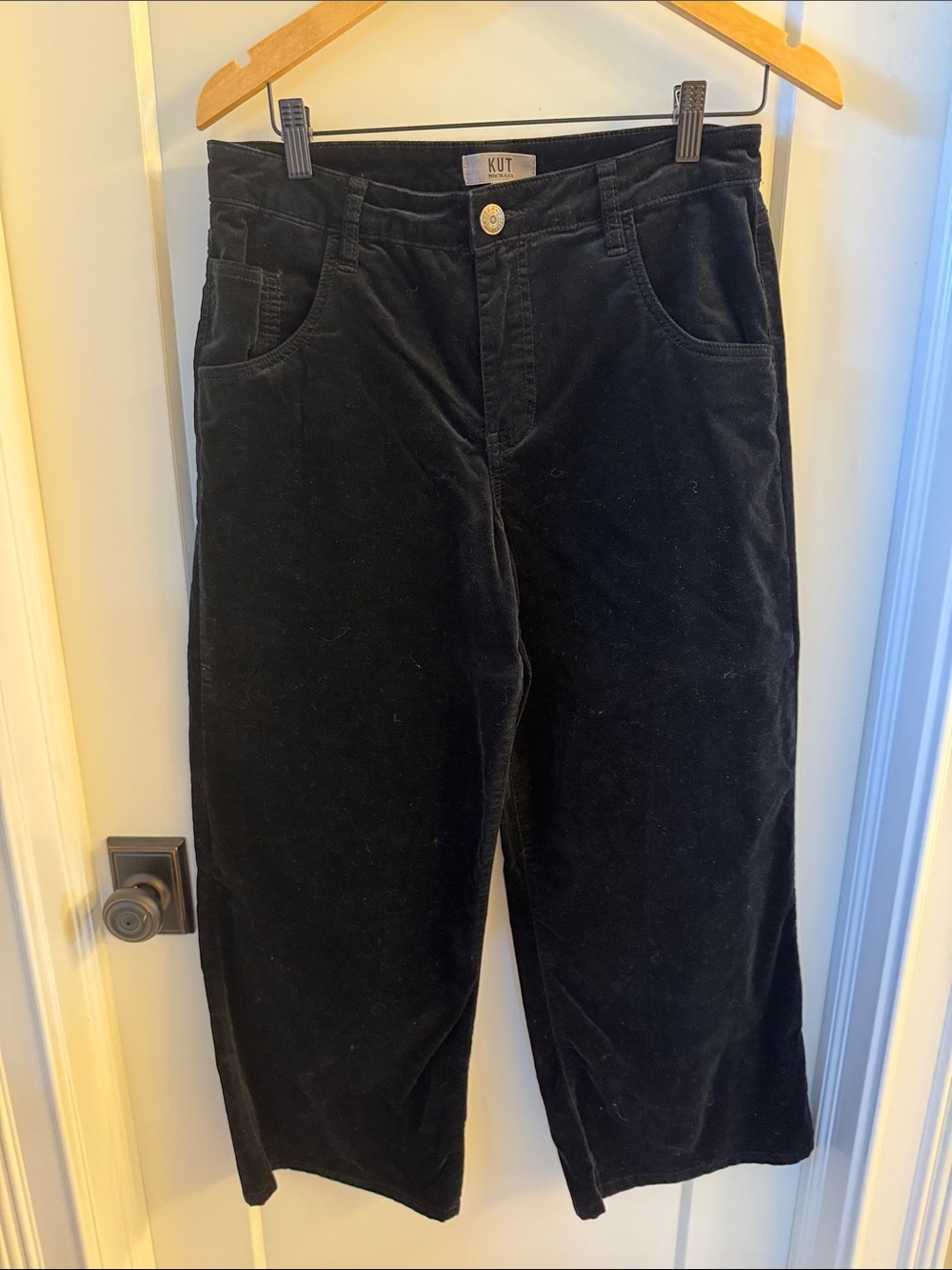 Kut from the Kloth Black Velvet Wide-Leg Jeans